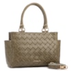 Bolsa De Mão Média Couro Textura Tressê Verde Bolso Lateral - imagem 2