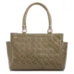 Bolsa De Mão Média Couro Textura Tressê Verde Bolso Lateral - imagem 3