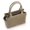 Bolsa De Mão Média Couro Textura Tressê Verde Bolso Lateral - imagem 4