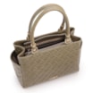 Bolsa De Mão Média Couro Textura Tressê Verde Bolso Lateral - imagem 4