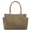 Bolsa De Mão Média Couro Textura Tressê Verde Bolso Lateral - imagem 3