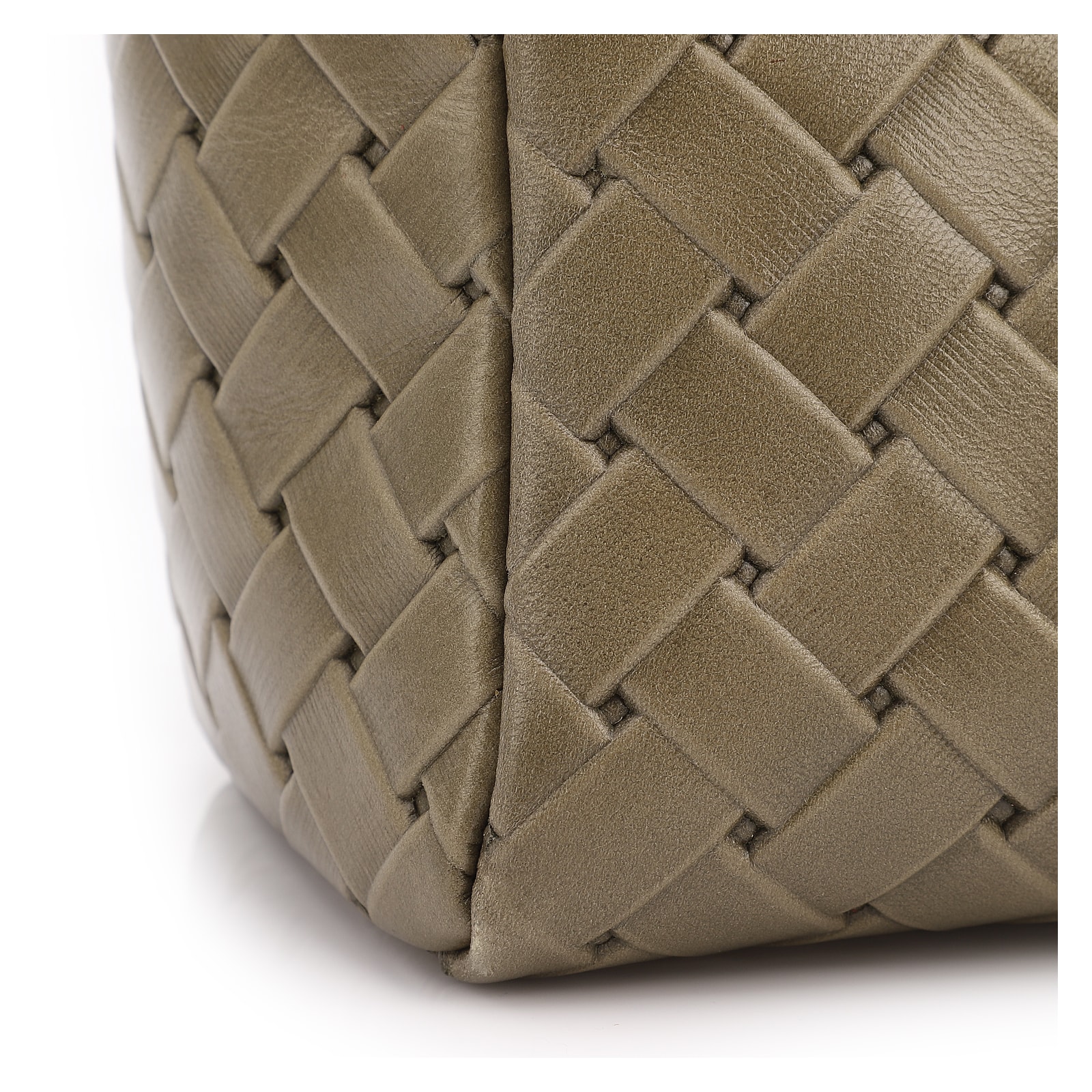 Bolsa De Mão Média Couro Textura Tressê Verde Bolso Lateral