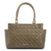 Bolsa De Mão Média Couro Textura Tressê Verde Bolso Lateral - imagem 1