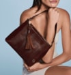 Bolsa De Mão Ondas Couro Marrom - imagem 2