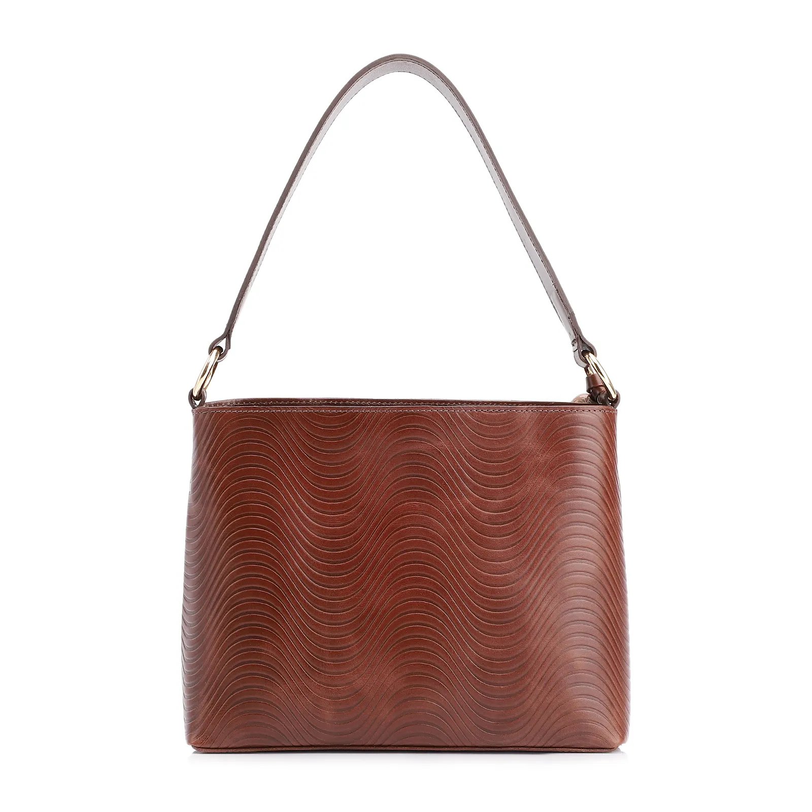 Bolsa De Mão Ondas Couro Marrom