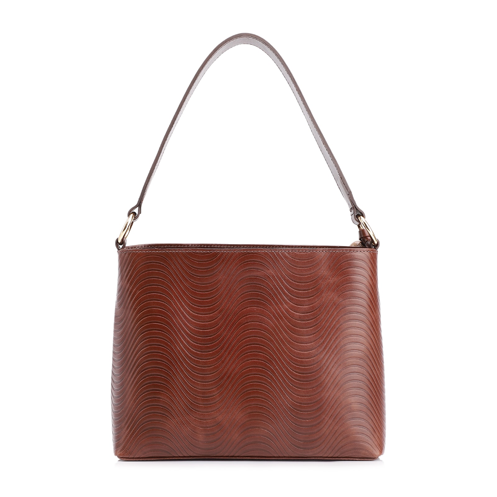 Bolsa De Mão Ondas Couro Marrom
