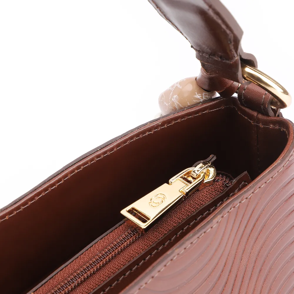 Bolsa De Mão Ondas Couro Marrom - imagem 6