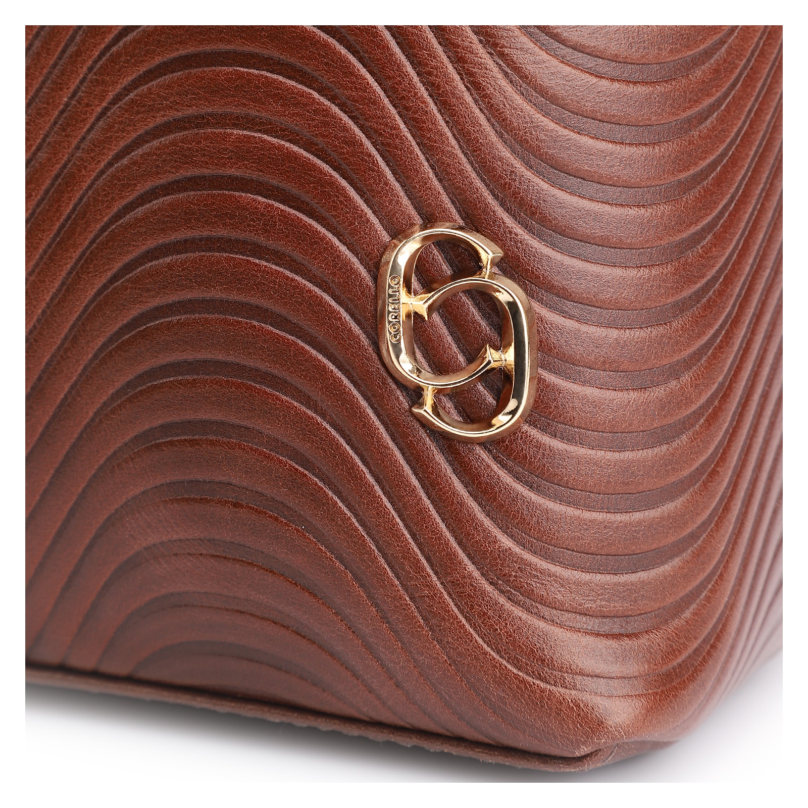 Bolsa De Mão Ondas Couro Marrom