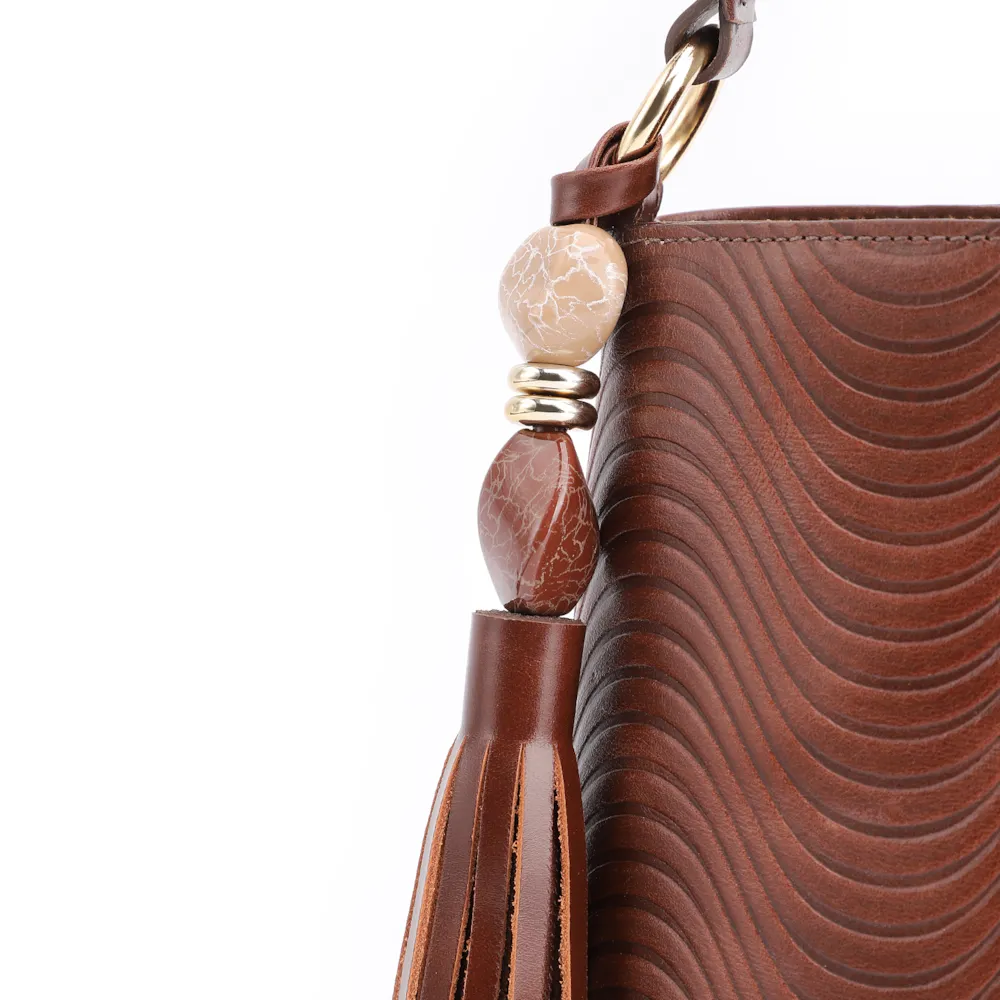 Bolsa De Mão Ondas Couro Marrom - imagem 8