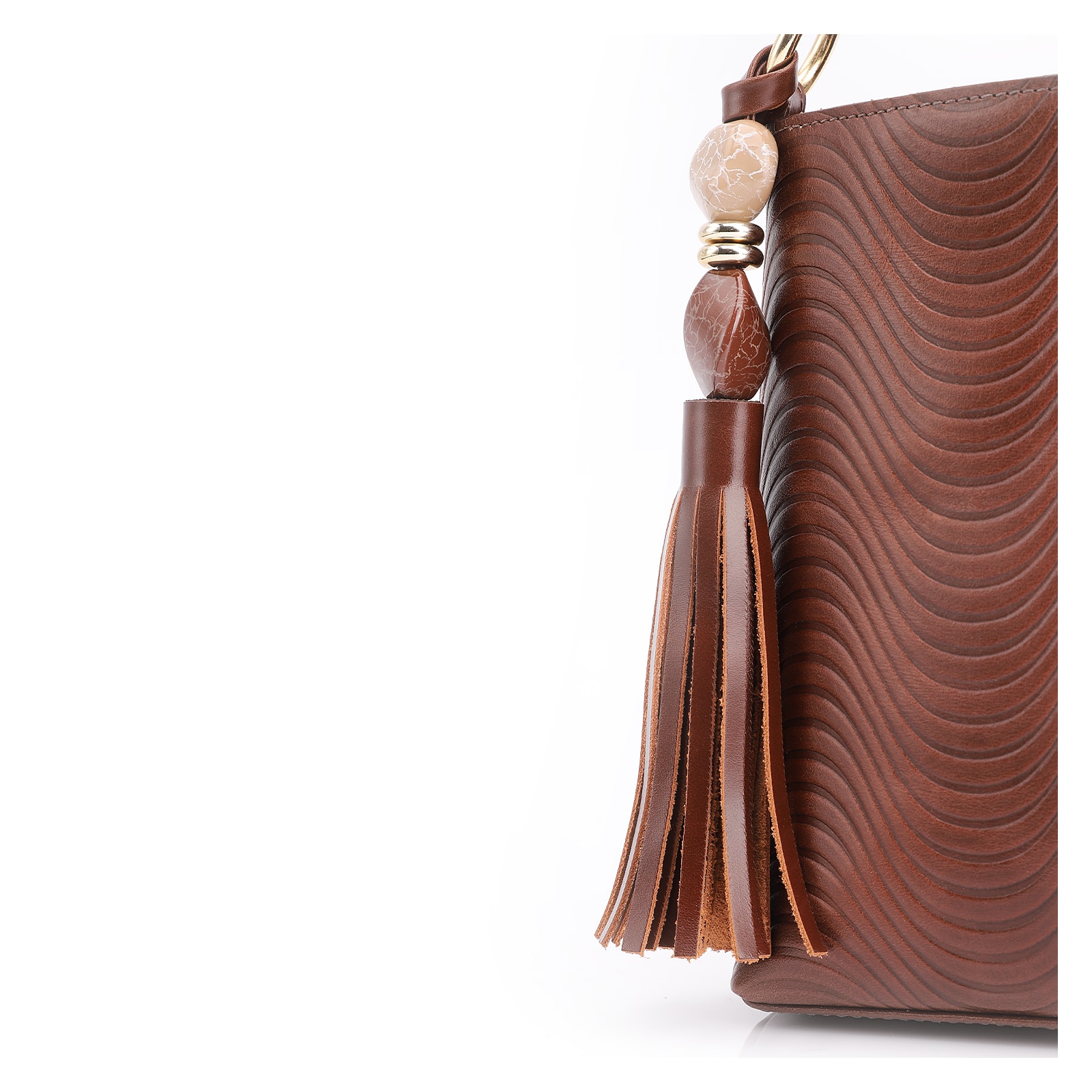 Bolsa De Mão Ondas Couro Marrom