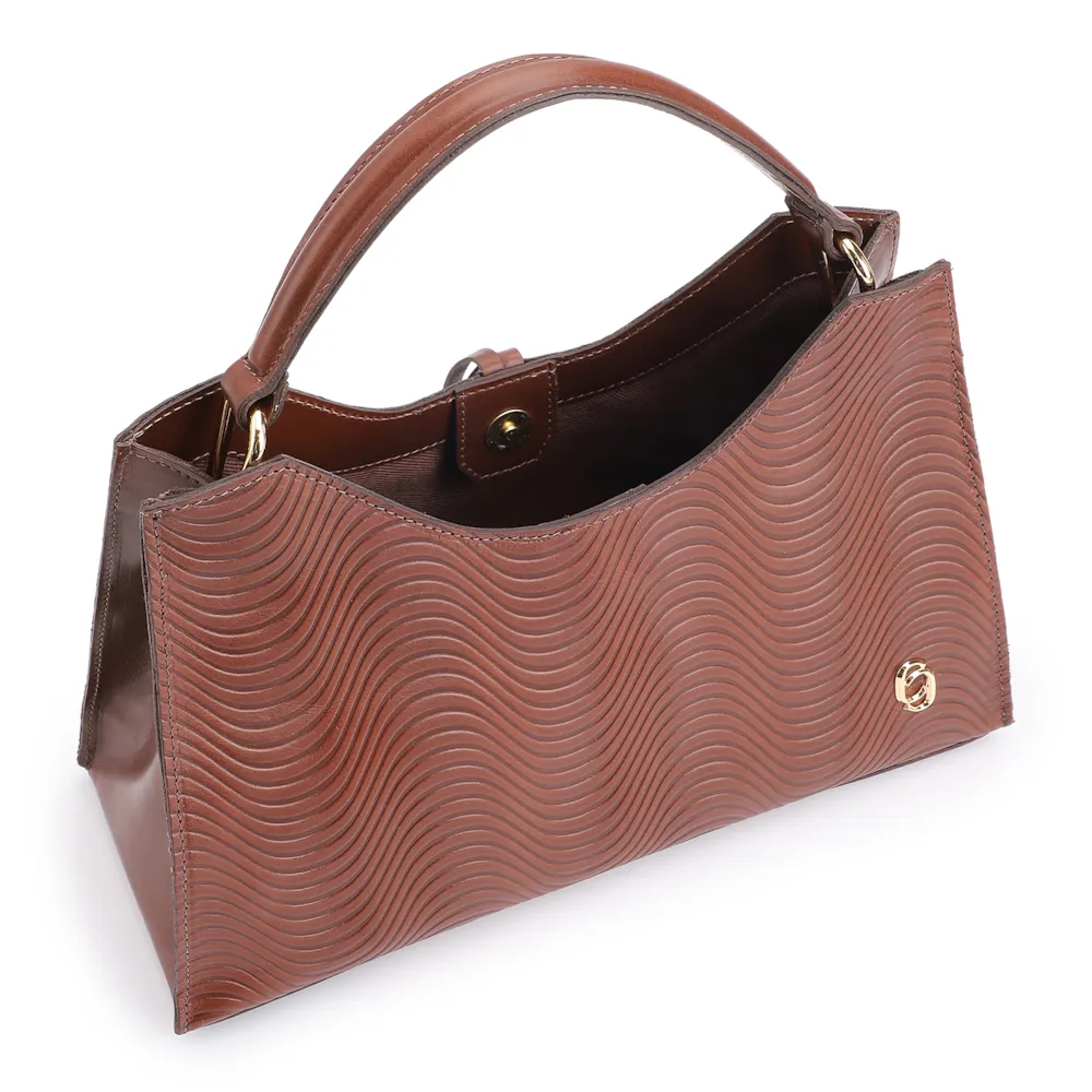 Bolsa De Mão Ondas Couro Marrom - imagem 4