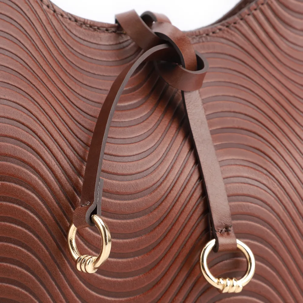 Bolsa De Mão Ondas Couro Marrom - imagem 5
