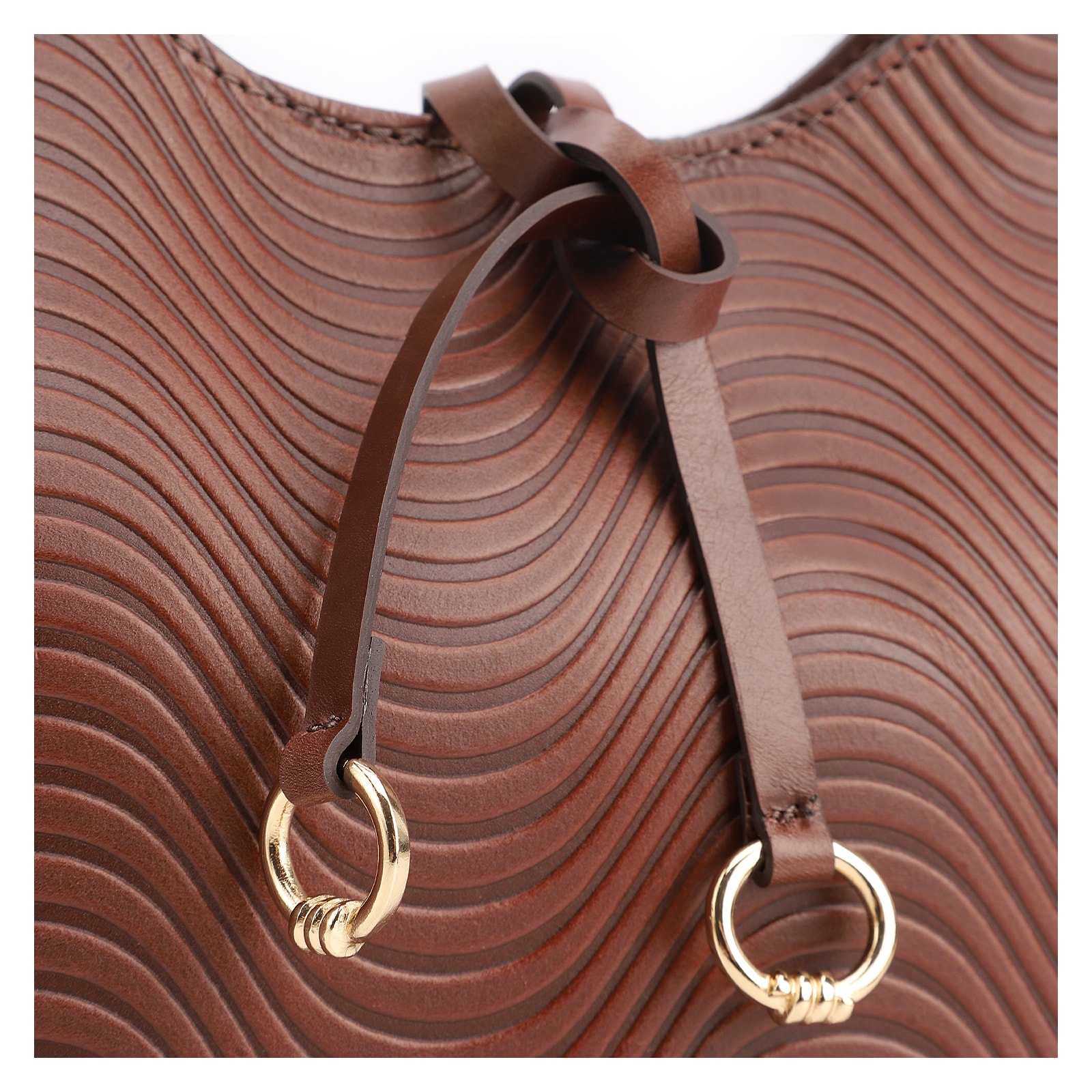 Bolsa De Mão Ondas Couro Marrom