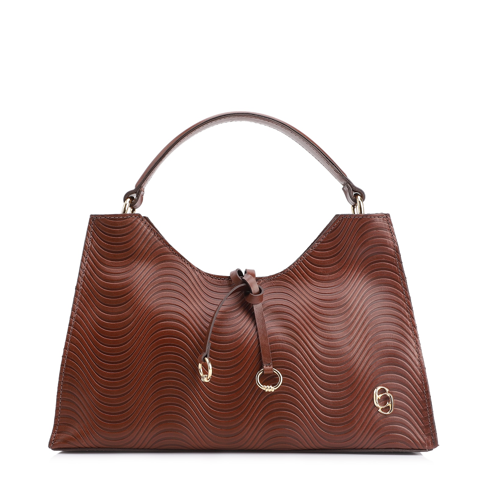 Bolsa De Mão Ondas Couro Marrom