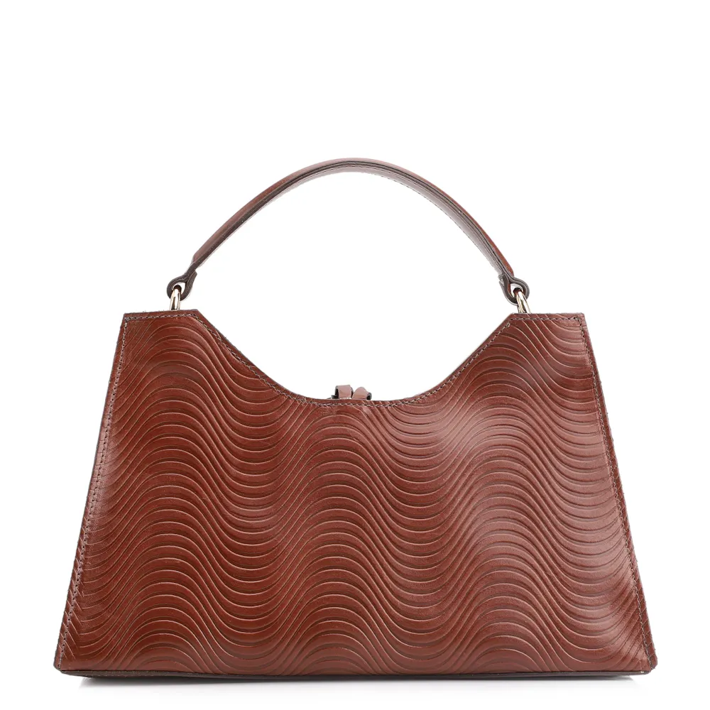 Bolsa De Mão Ondas Couro Marrom - imagem 3