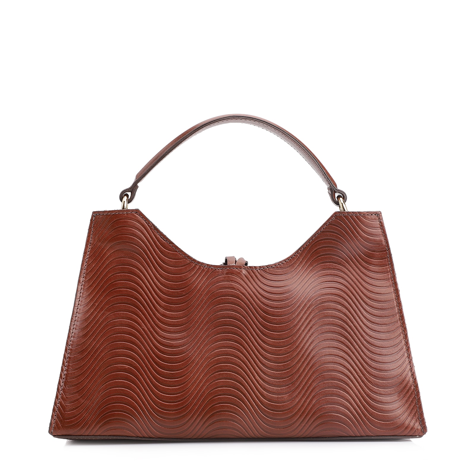Bolsa De Mão Ondas Couro Marrom
