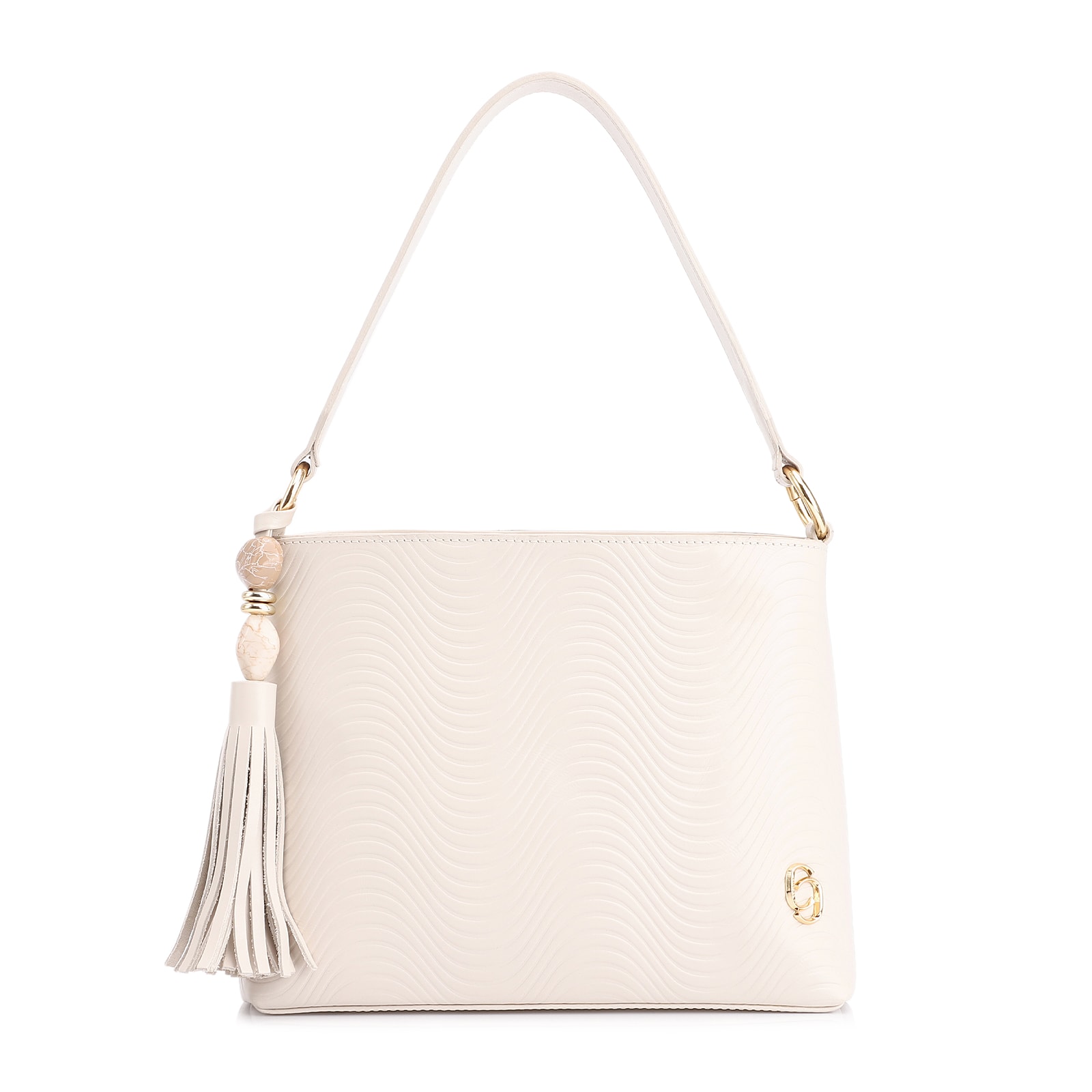 Bolsa De Mão Ondas Couro Off White