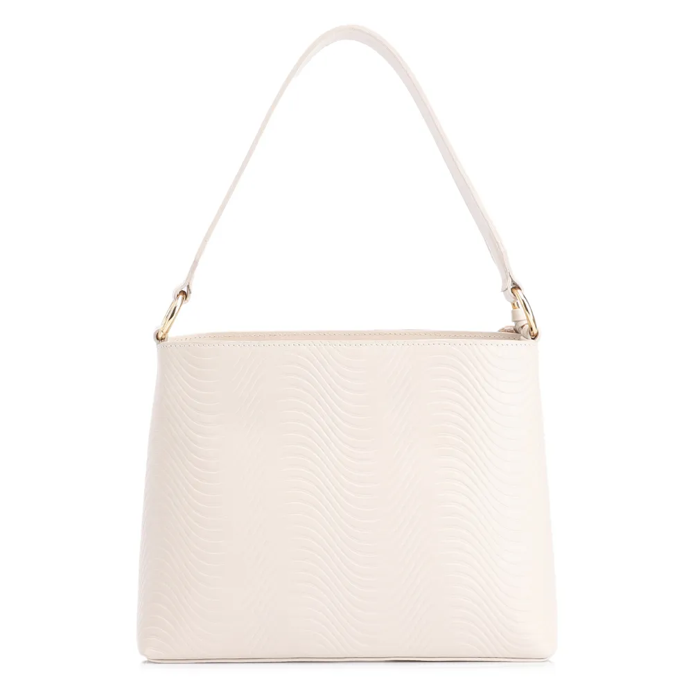 Bolsa De Mão Ondas Couro Off White - imagem 4