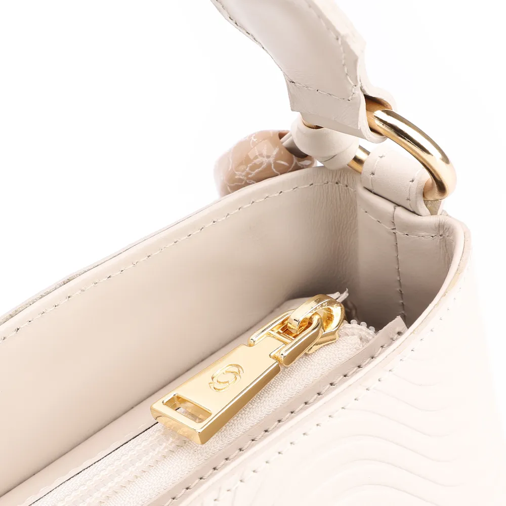 Bolsa De Mão Ondas Couro Off White - imagem 6