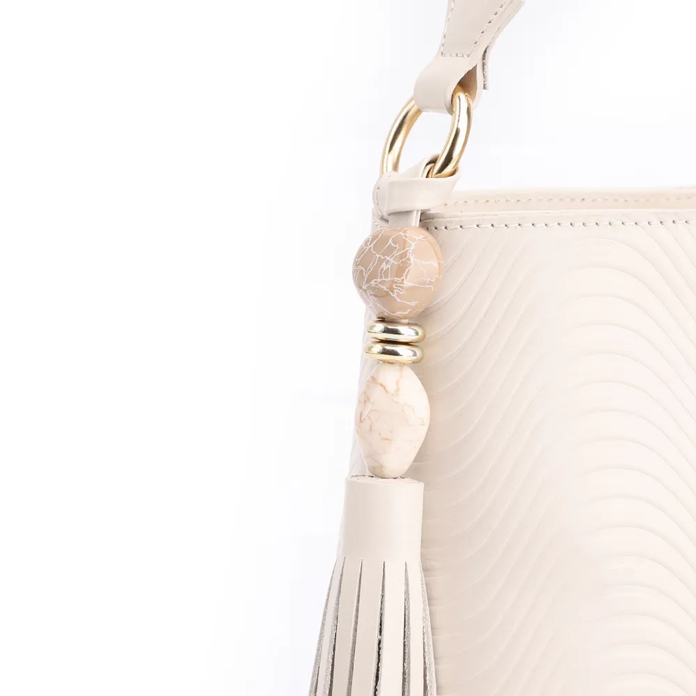 Bolsa De Mão Ondas Couro Off White - imagem 8
