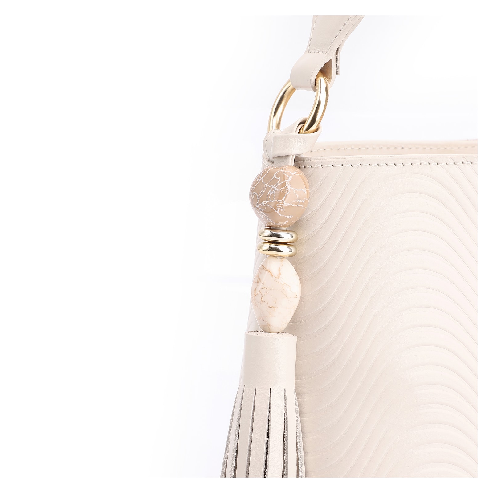 Bolsa De Mão Ondas Couro Off White