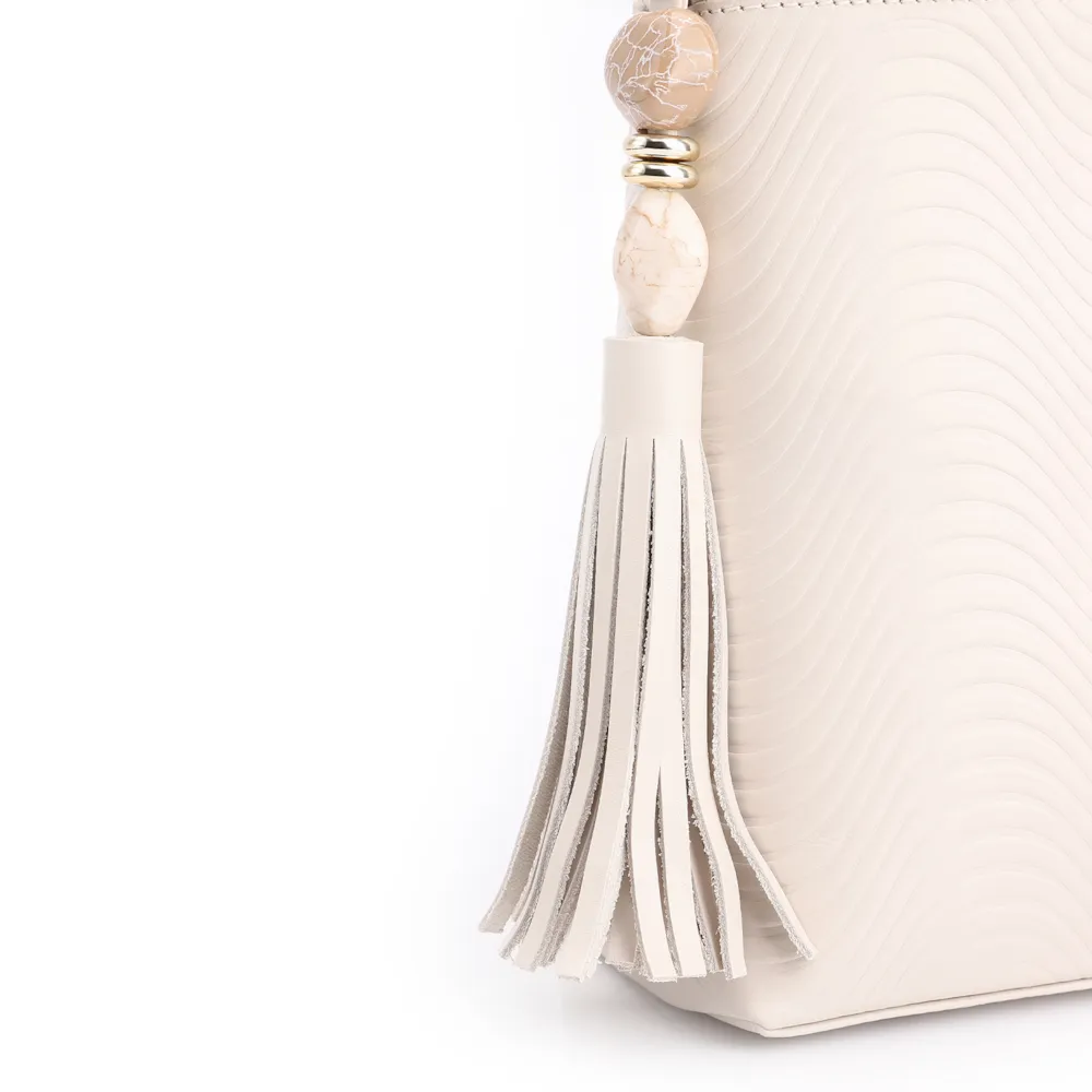 Bolsa De Mão Ondas Couro Off White - imagem 9