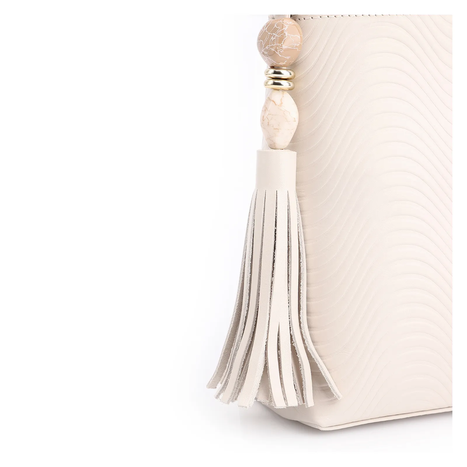 Bolsa De Mão Ondas Couro Off White