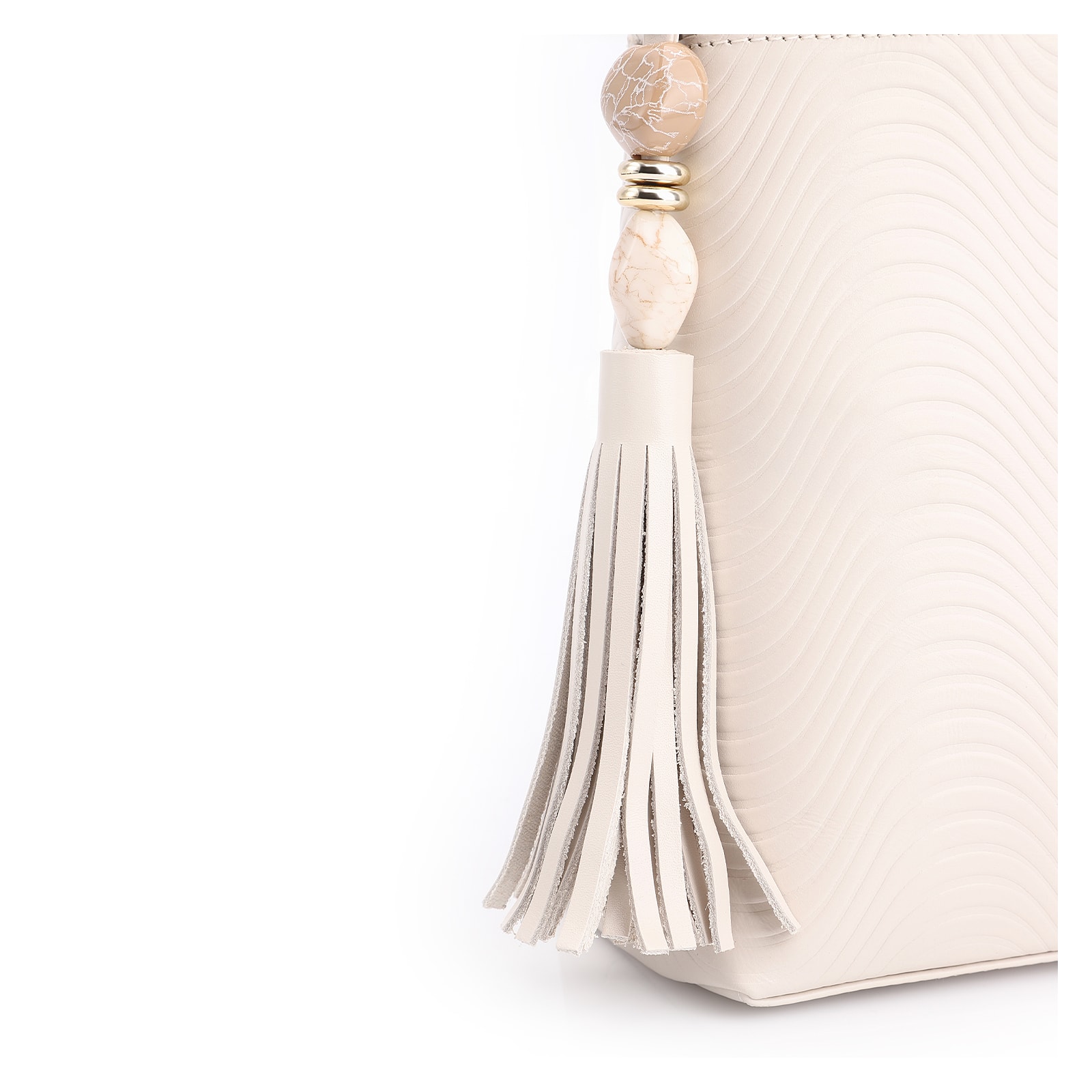 Bolsa De Mão Ondas Couro Off White