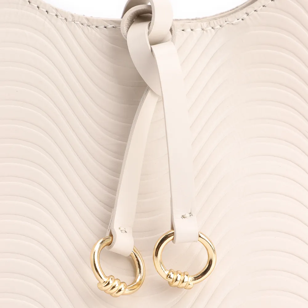 Bolsa De Mão Ondas Couro Off White/Couro Marrom - imagem 5