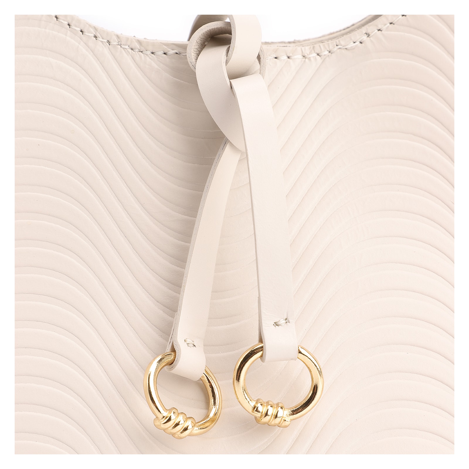 Bolsa De Mão Ondas Couro Off White/Couro Marrom