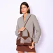 Bolsa De Mão Patchwork Couro Marrom - imagem 2