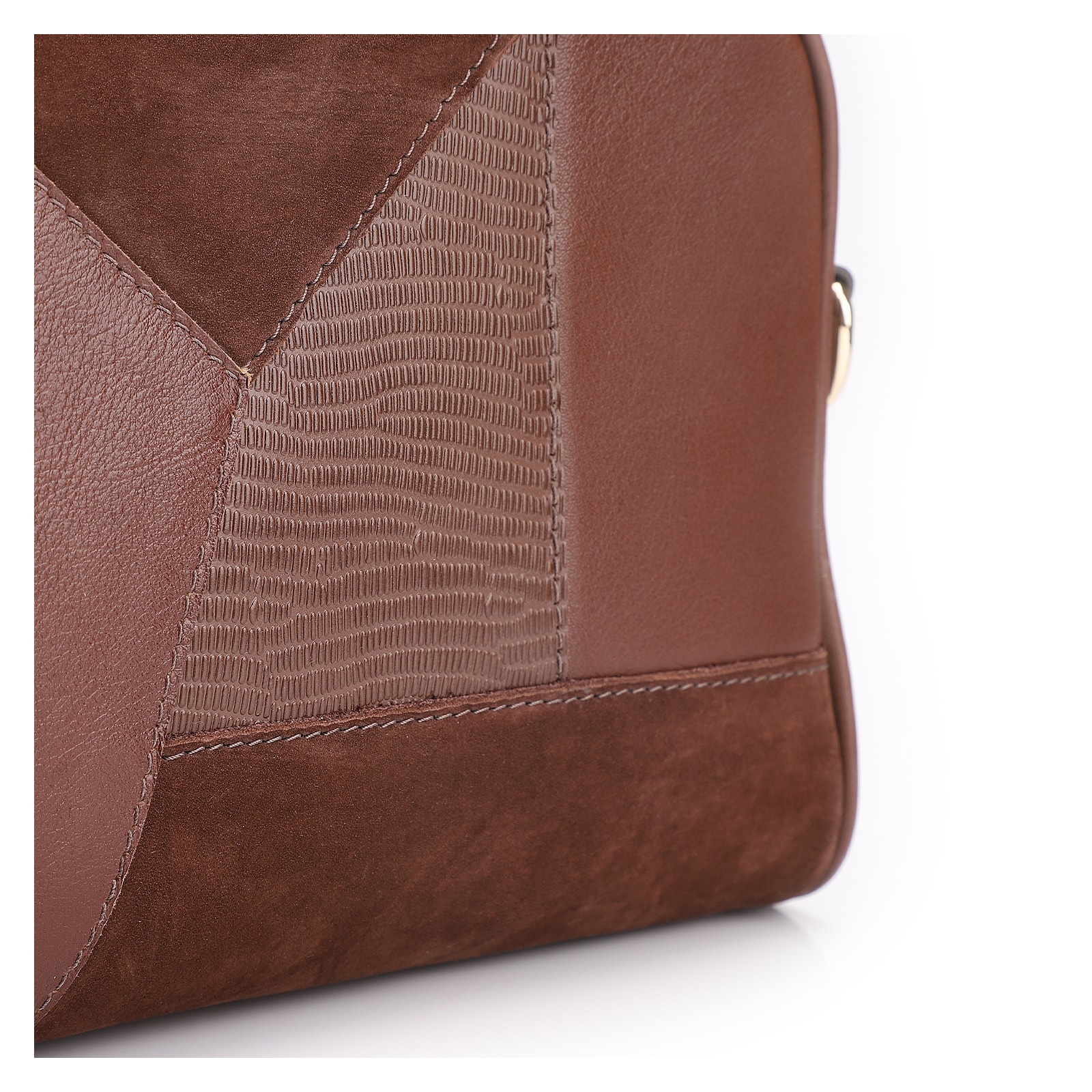 Bolsa De Mão Patchwork Couro Marrom