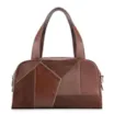 Bolsa De Mão Patchwork Couro Marrom - imagem 1