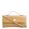 Bolsa De Mão Pequena Couro Bege Aplique Dourado - imagem 1