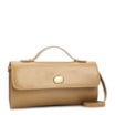 Bolsa De Mão Pequena Couro Bege Aplique Dourado - imagem 3