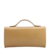 Bolsa De Mão Pequena Couro Bege Aplique Dourado - imagem 4