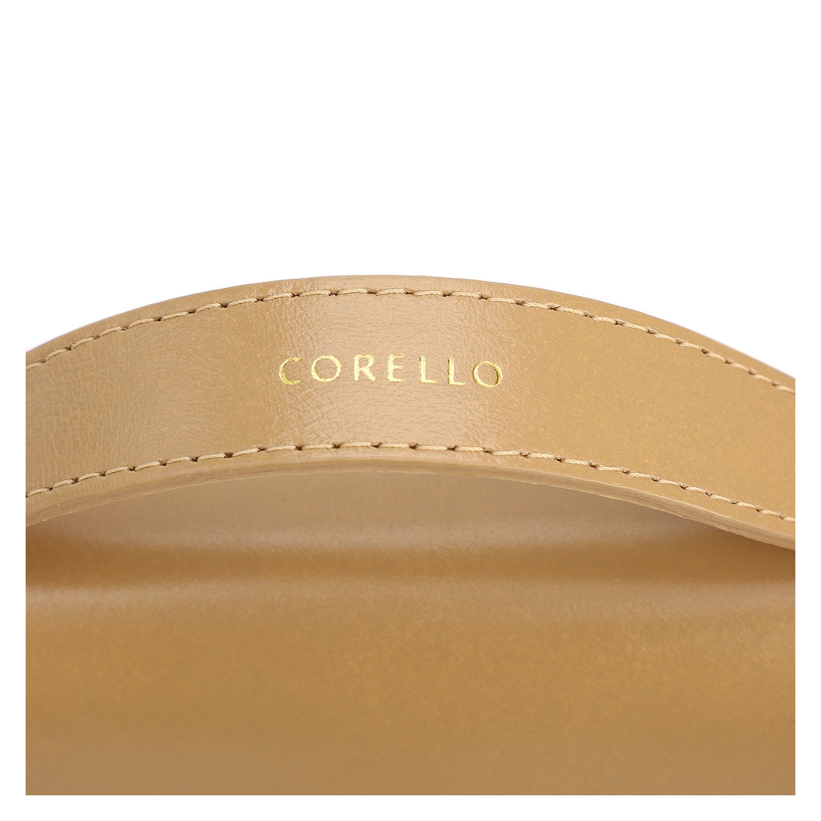 Bolsa De Mão Pequena Couro Bege Aplique Dourado