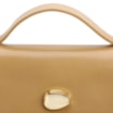 Bolsa De Mão Pequena Couro Bege Aplique Dourado - imagem 7