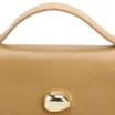 Bolsa De Mão Pequena Couro Bege Aplique Dourado - imagem 7