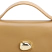 Bolsa De Mão Pequena Couro Bege Aplique Dourado - imagem 7