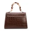 Bolsa De Mão Pequena Couro Croco Marrom Alça Pedras - imagem 4