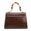Bolsa De Mão Pequena Couro Croco Marrom Alça Pedras - imagem 3