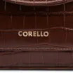 Bolsa De Mão Pequena Couro Croco Marrom Alça Pedras - imagem 7