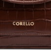 Bolsa De Mão Pequena Couro Croco Marrom Alça Pedras - imagem 6