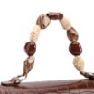 Bolsa De Mão Pequena Couro Croco Marrom Alça Pedras - imagem 7
