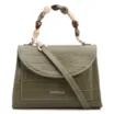 Bolsa De Mão Pequena Couro Croco Verde Alça Pedras - imagem 1