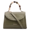 Bolsa De Mão Pequena Couro Croco Verde Alça Pedras - imagem 1
