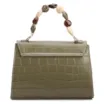 Bolsa De Mão Pequena Couro Croco Verde Alça Pedras - imagem 4