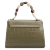 Bolsa De Mão Pequena Couro Croco Verde Alça Pedras - imagem 3
