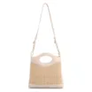 Bolsa De Mão Pequena Couro Off White Frente Ráfia - imagem 1